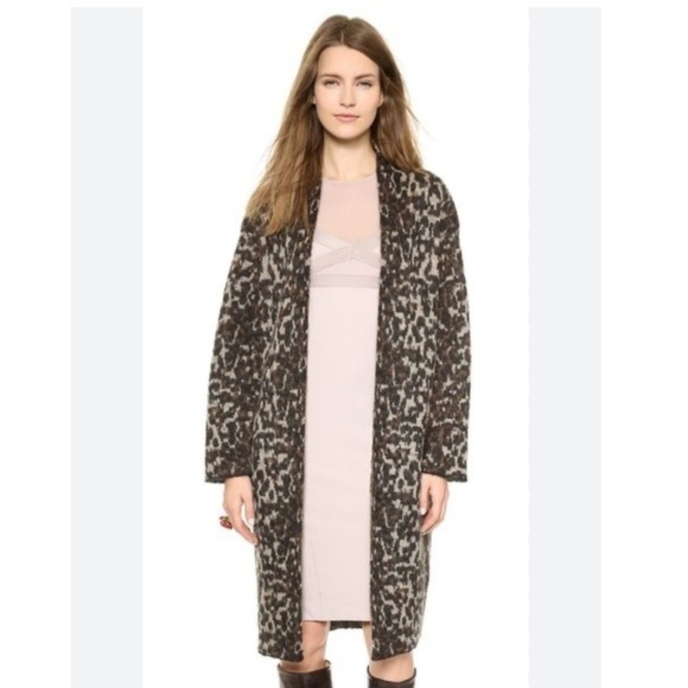 By Malene Birger Cardigan Coat Cameliu Long Alpaca Blend in Leopard